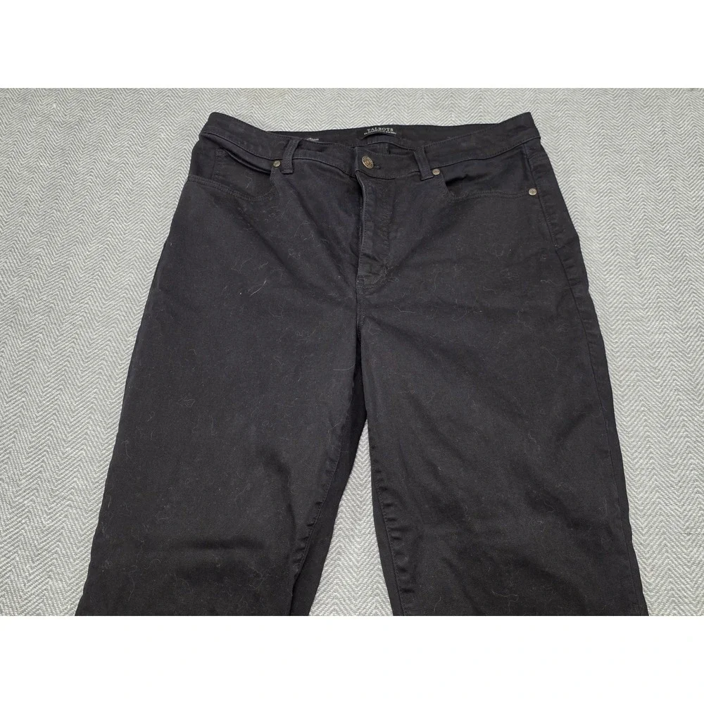 Talbots‎ Slim Straight High Waist Black Jeans Womens Size 12 Frayed Hem